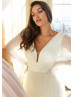 Ivory Pleated Chiffon V Open Back Wedding Dress Ivory Pleated Chiffon V Open Back Wedding Dress